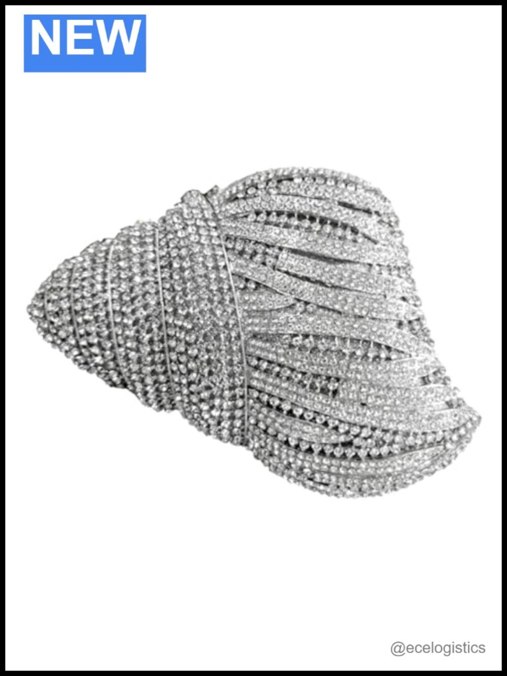 Rhinestone Conch Evening Clutch Bag for Women, Wedding Party Shiny Handbag
